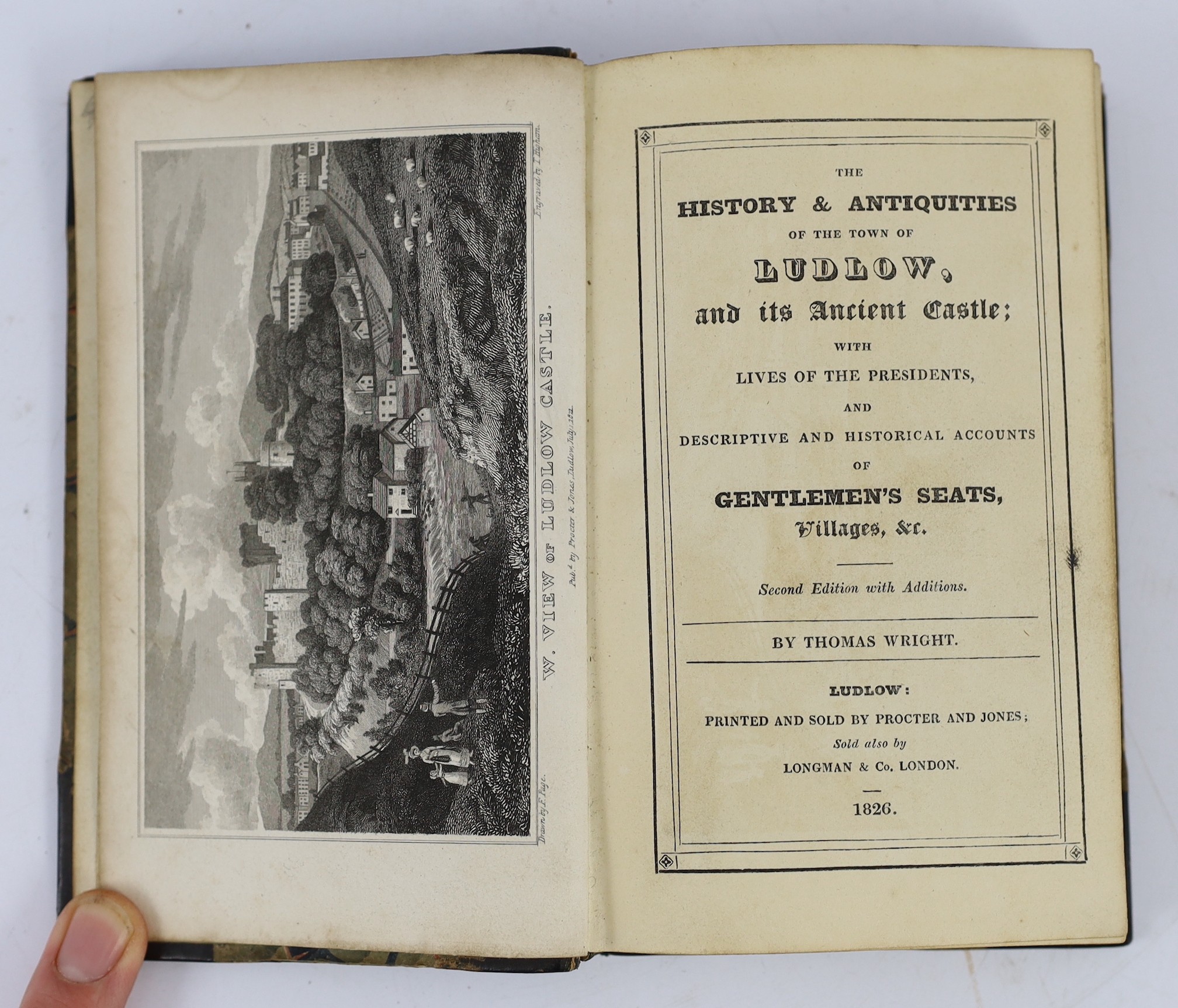 SALOP: Hodge, W. - An Historical Account of Ludlow Castle; the ancient palace of the Prince of Wales ... 2 plates, subscribers list; 19th cent. half morocco and cloth, gilt-panelled spine. 1794